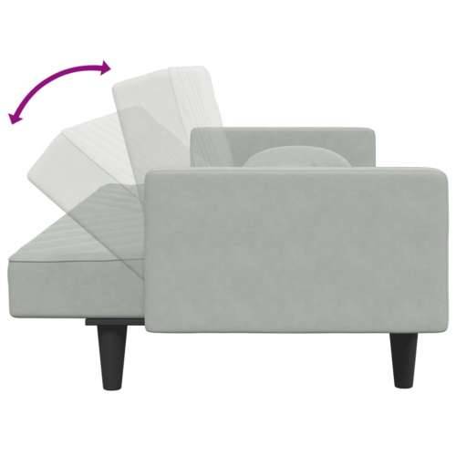 2-dijelni set sofa s jastucima svjetlosivi baršunasti - Svjetlosiva S naslonom za ruke Cijena