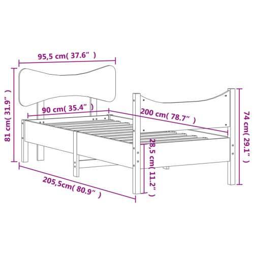 Okvir kreveta bez madraca bijeli 90 x 200 cm masivna borovina - Bijela 90 x 200 cm Cijena