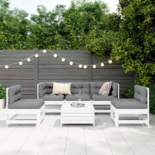 Vrtna garnitura - 6-dijelni set vrtnih sofa bijeli od masivne borovine - Bijela 1 Cijena