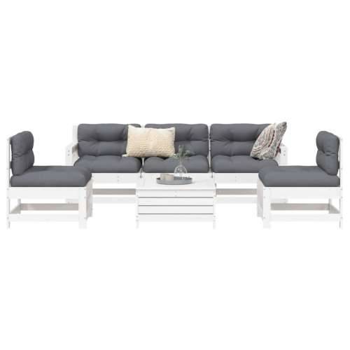 Vrtna garnitura - 6-dijelni set vrtnih sofa bijeli od masivne borovine - Bijela boja bora 1 Cijena