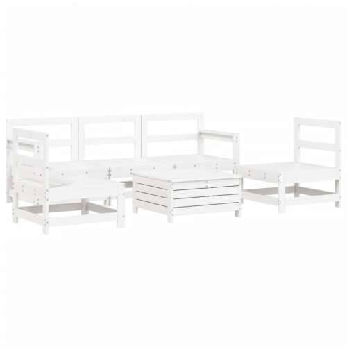 Vrtna garnitura - 6-dijelni set vrtnih sofa bijeli od masivne borovine - Bijela boja bora 1 Cijena