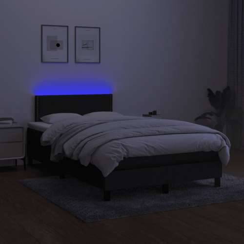 Krevet box spring s madracem LED crni 120 x 190 cm od tkanine - Crna 120 x 190 cm Obično s čavlima Cijena