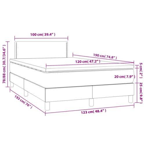 Krevet box spring s madracem LED crni 120 x 190 cm od tkanine - Crna 120 x 190 cm Obično s čavlima Cijena