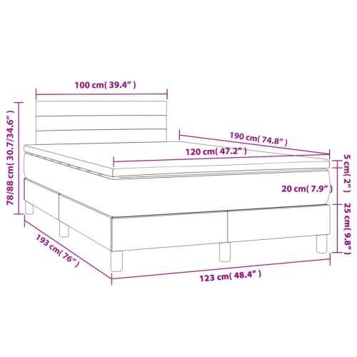 Krevet box spring s madracem LED crni 120 x 190 cm od tkanine - Crna 120 x 190 cm vodoravne pruge Cijena