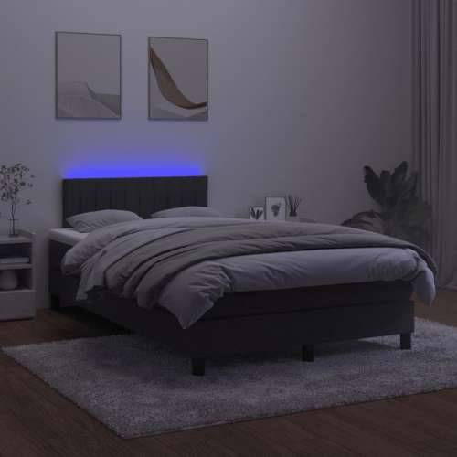 Krevet box spring s madracem LED crni 120 x 190 cm baršunasti - Crna 120 x 190 cm Okomite pruge Cijena