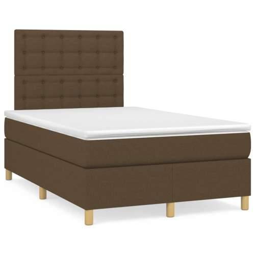 Krevet s oprugama i madracem LED tamnosmeđi 120x190 cm tkanina - Tamno smeđa 120 x 190 cm gumbi Cijena