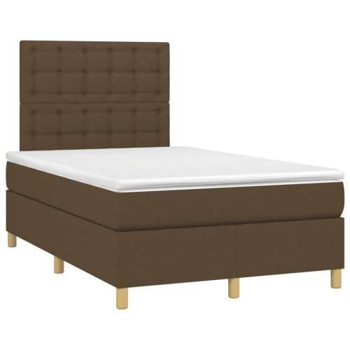 Krevet s oprugama i madracem LED tamnosmeđi 120x190 cm tkanina - Tamno smeđa 120 x 190 cm gumbi Cijena