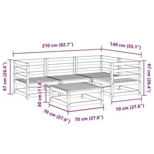Vrtna garnitura - 5-dijelni set vrtnih sofa od masivne borovine - Prirodna boja bora Ne 1 Cijena
