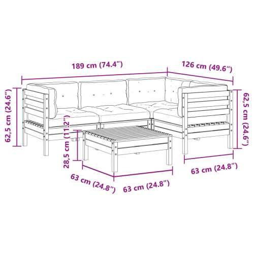 Vrtna garnitura - 5-dijelni set vrtnih sofa s jastucima voštano smeđi od borovine - Voštano smeđa 1 Cijena