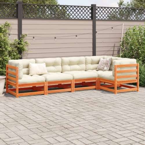 Vrtna garnitura - 5-dijelni set vrtnih sofa voštano smeđi od masivne borovine - Voštano smeđa Ne 1 Cijena