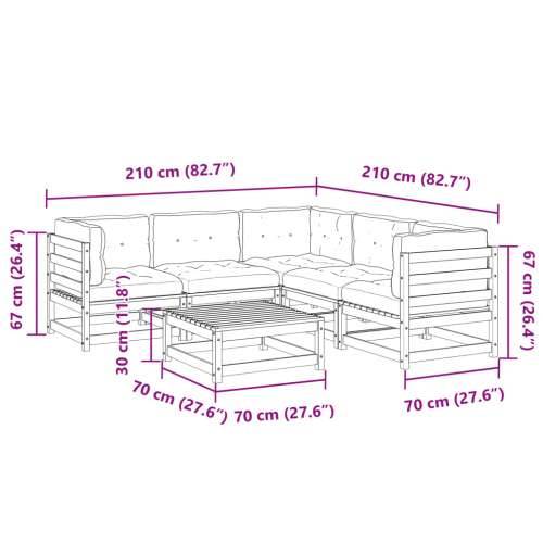 Vrtna garnitura - 6-dijelni set vrtnih sofa s jastucima voštano smeđi od borovine - Voštano smeđa Da 1 Cijena