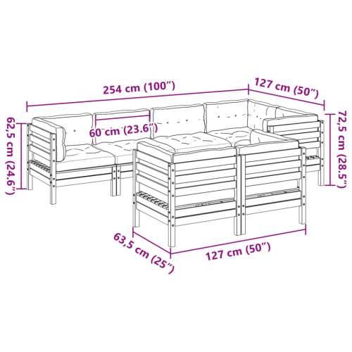 Vrtna garnitura - 7-dijelni set vrtnih sofa od impregnirane borovine s jastucima - Prirodno impregnirano 1 Cijena