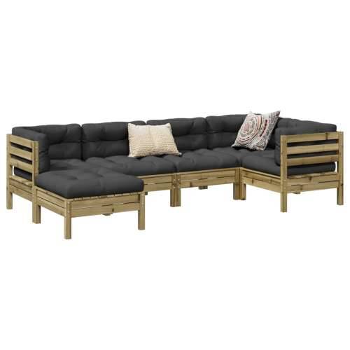 Vrtna garnitura - 6-dijelni set vrtnih sofa od impregnirane borovine s jastucima - Prirodno impregnirano 1 Cijena