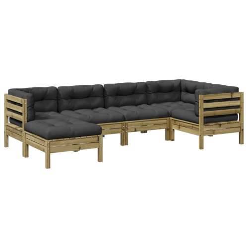 Vrtna garnitura - 6-dijelni set vrtnih sofa od impregnirane borovine s jastucima - Prirodno impregnirano 1 Cijena