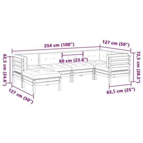 Vrtna garnitura - 6-dijelni set vrtnih sofa od impregnirane borovine s jastucima - Prirodno impregnirano 1 Cijena