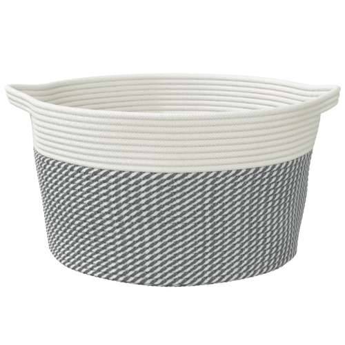 Košara za pohranu sivo-bijela Ø 40 x 25 cm pamučna - Siva i bijela 40 x 25 cm Cijena