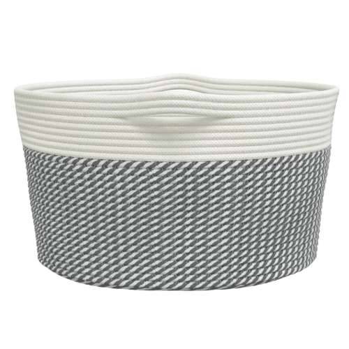 Košara za pohranu sivo-bijela Ø 40 x 25 cm pamučna - Siva i bijela 40 x 25 cm Cijena