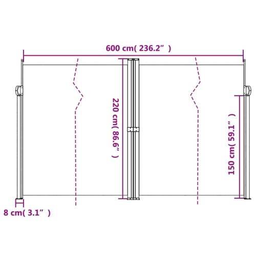 Bočna tenda na uvlačenje crna 220 x 600 cm - Crna 220 x 600 cm 1 Cijena