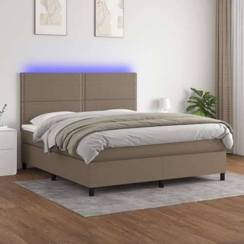 Krevet box spring s madracem LED smeđesivi 180x200 cm tkanina - Sivo-smeđa 180 x 200 cm Obično s čavlima Cijena