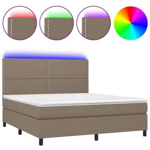Krevet box spring s madracem LED smeđesivi 180x200 cm tkanina - Sivo-smeđa 180 x 200 cm Obično s čavlima Cijena