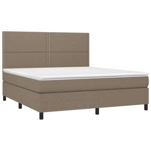 Krevet box spring s madracem LED smeđesivi 180x200 cm tkanina - Sivo-smeđa 180 x 200 cm Obično s čavlima Cijena
