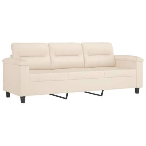 3-dijelni set sofa s jastucima bež tkanina od mikrovlakana - Bež Bez oslonca za noge Cijena