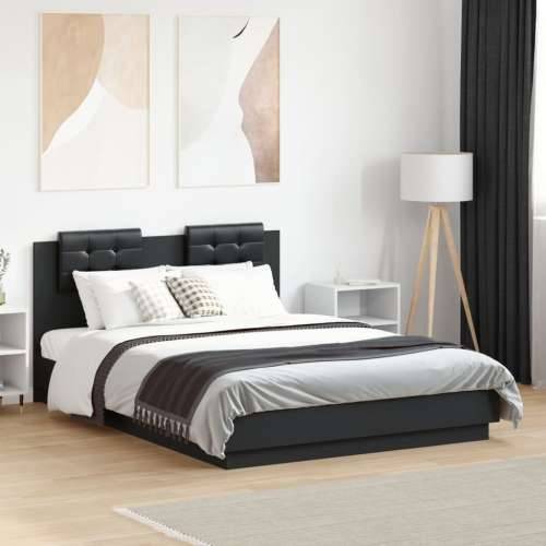 Okvir kreveta s uzglavljem crni 120x190 cm konstruirano drvo - Crna 120 x 190 cm Cijena