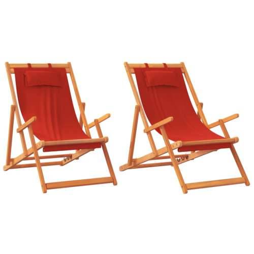 Sklopive stolice za plažu od tkanine 2 kom crvene - Crvena 2 S naslonom za ruke Cijena