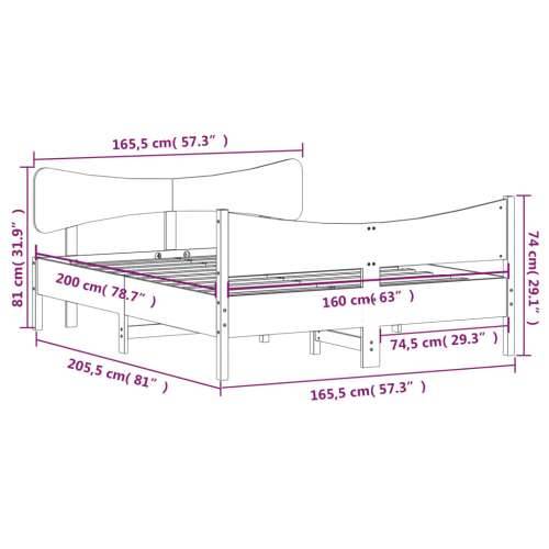 Okvir kreveta bez madraca bijeli 160x200 cm od masivne borovine - Bijela 160 x 200 cm Cijena