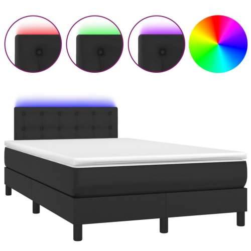 Krevet box spring s madracem LED crni 120 x 190 cm umjetna koža - Crna 120 x 190 cm gumbi Cijena