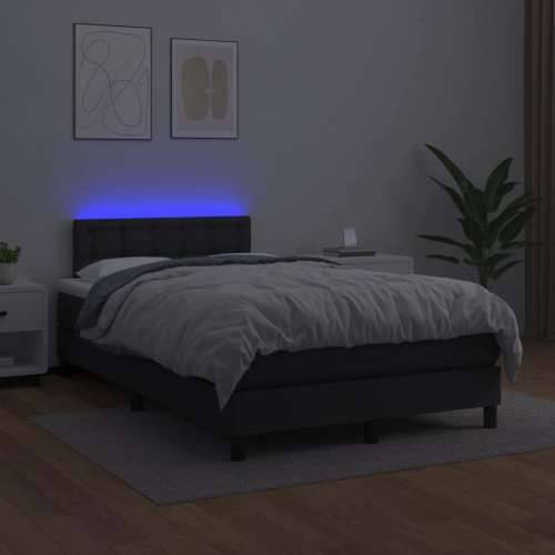 Krevet box spring s madracem LED crni 120 x 190 cm umjetna koža - Crna 120 x 190 cm gumbi Cijena