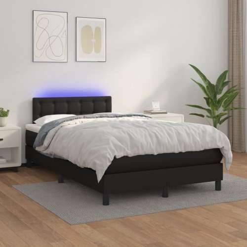 Krevet box spring s madracem LED crni 120 x 190 cm umjetna koža - Crna 120 x 190 cm gumbi Cijena