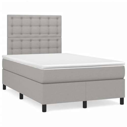 Krevet s oprugama i madracem LED svjetlosivi 120x190 cm tkanina - Svjetlosiva 120 x 190 cm gumbi Cijena