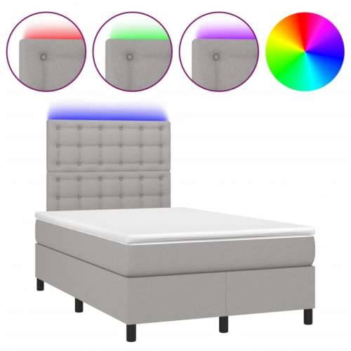 Krevet s oprugama i madracem LED svjetlosivi 120x190 cm tkanina - Svjetlosiva 120 x 190 cm gumbi Cijena