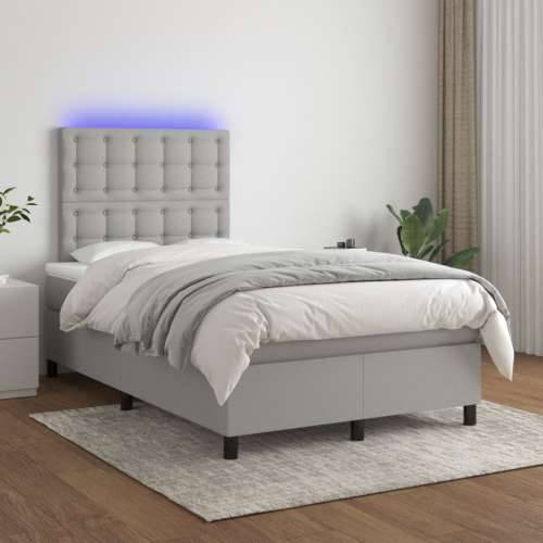 Krevet s oprugama i madracem LED svjetlosivi 120x190 cm tkanina - Svjetlosiva 120 x 190 cm gumbi Cijena