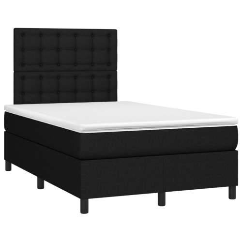 Krevet box spring s madracem LED crni 120 x 190 cm od tkanine - Crna 120 x 190 cm gumbi Cijena