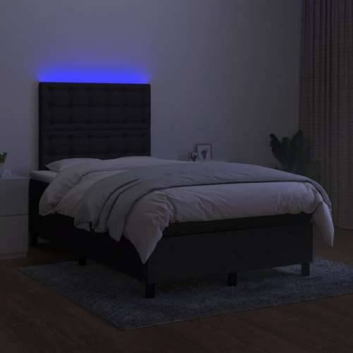 Krevet box spring s madracem LED crni 120 x 190 cm od tkanine - Crna 120 x 190 cm gumbi Cijena