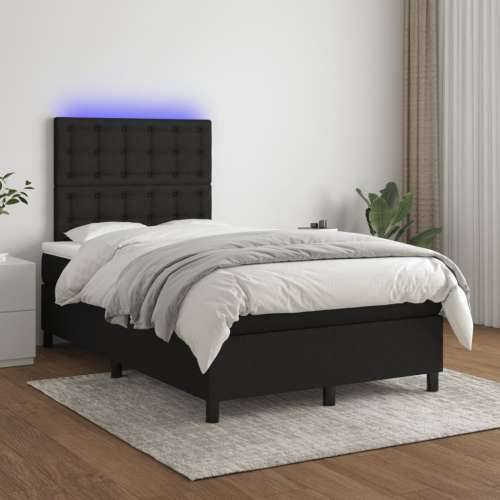 Krevet box spring s madracem LED crni 120 x 190 cm od tkanine - Crna 120 x 190 cm gumbi Cijena