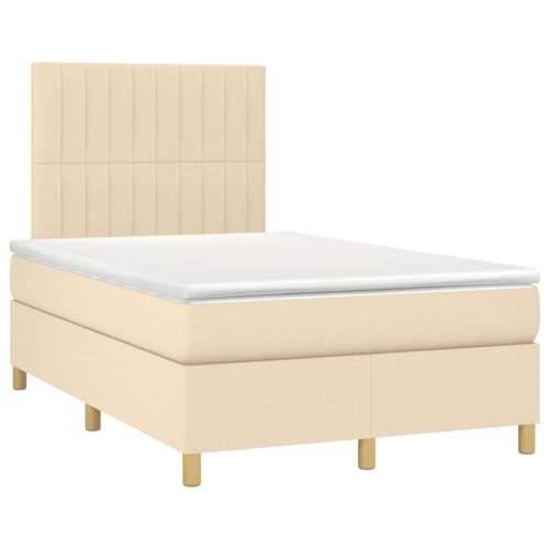 Krevet s oprugama i madracem LED krem 120 x 190 cm od tkanine - Krema 120 x 190 cm Okomite pruge Cijena