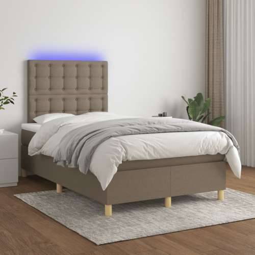 Krevet s oprugama i madracem LED smeđesivi 120x190cm od tkanine - Sivo-smeđa 120 x 190 cm gumbi Cijena