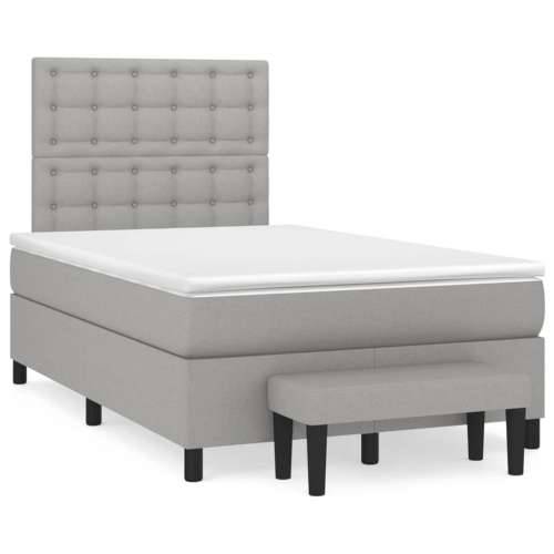 Krevet s oprugama i madracem svjetlosivi 120x190 cm od tkanine - Svjetlosiva 120 x 190 cm gumbi Cijena
