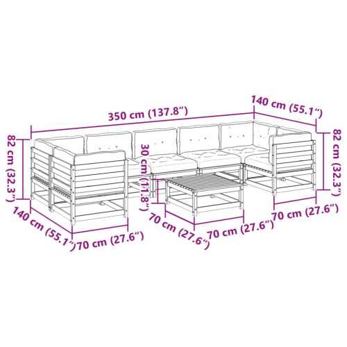Vrtna garnitura - 8-dijelni set vrtnih sofa s jastucima od impregnirane borovine - Prirodno impregnirano Da 1 Cijena