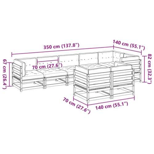 Vrtna garnitura - 8-dijelni set vrtnih sofa s jastucima od impregnirane borovine - Prirodno impregnirano Da 1 Cijena
