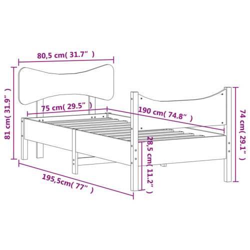 Okvir kreveta bez madraca bijeli 75 x 190 cm masivna borovina - Bijela 75 x 190 cm Cijena