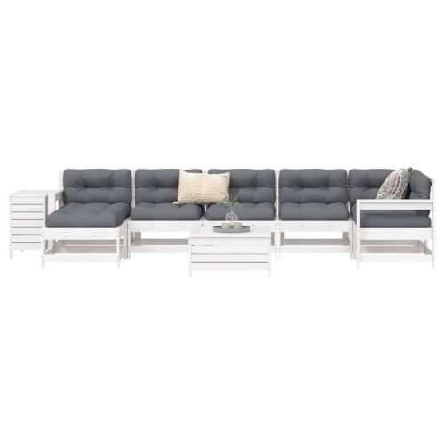 Vrtna garnitura - 9-dijelni set vrtnih sofa bijeli od masivne borovine - Bijela 1 Cijena