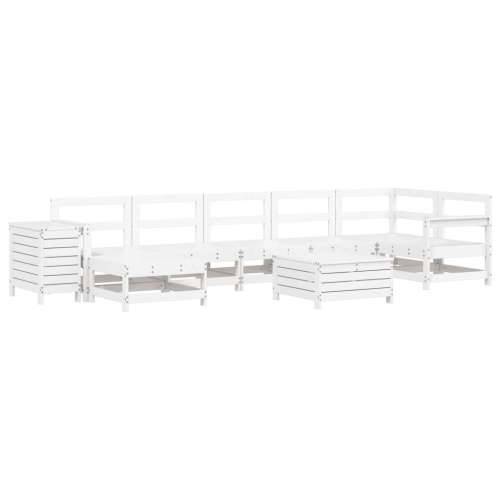 Vrtna garnitura - 9-dijelni set vrtnih sofa bijeli od masivne borovine - Bijela 1 Cijena
