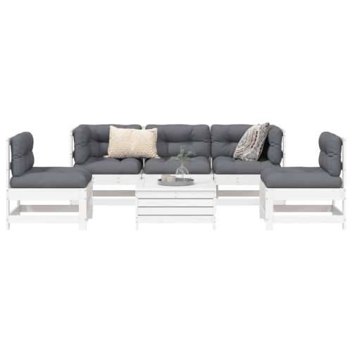 Vrtna garnitura - 6-dijelni set vrtnih sofa bijeli od masivne borovine - Bijela 1 Cijena
