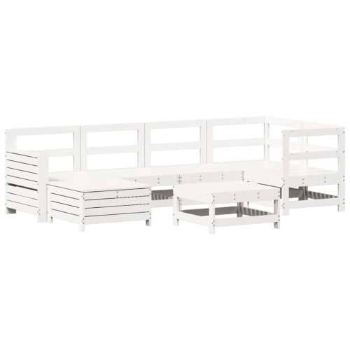Vrtna garnitura - 7-dijelni set vrtnih sofa bijeli od masivne borovine - Bijela 1 Cijena