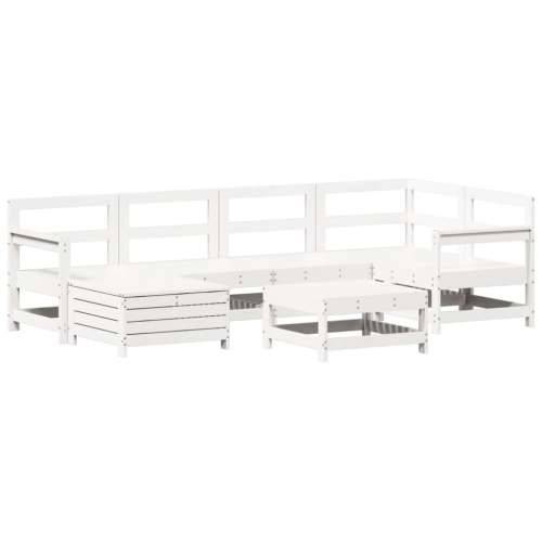Vrtna garnitura - 7-dijelni set vrtnih sofa bijeli od masivne borovine - Bijela 1 Cijena