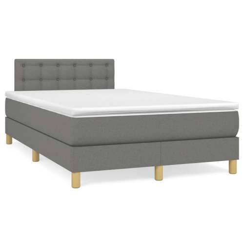 Krevet box spring s madracem LED tamnosivi 120 x 190 cm tkanina - Tamno siva 120 x 190 cm gumbi Cijena